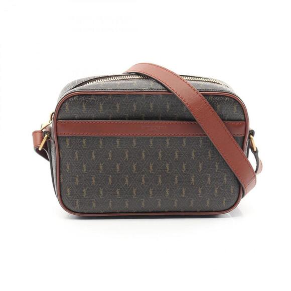 SAINT LAURENT Brown Monogram Leather Shoulder Bag - Picture 1 of 11